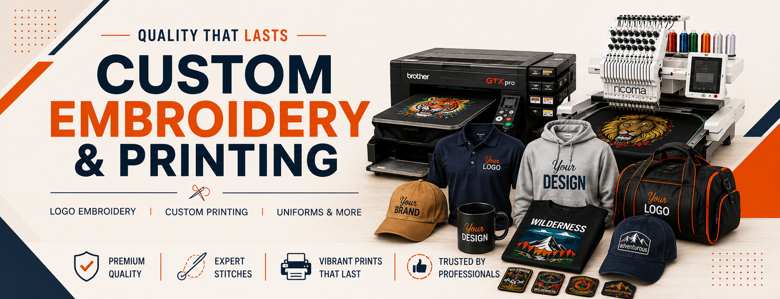 custom embroidery & printing banner