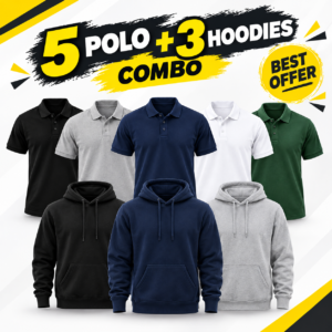 5 polos + 3 hoodies combo offer